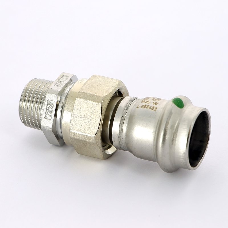 Муфта пресс-Н разъёмная 22x1/2" с плоской прокладкой нержавеющая сталь Sanpress Inox VIEGA