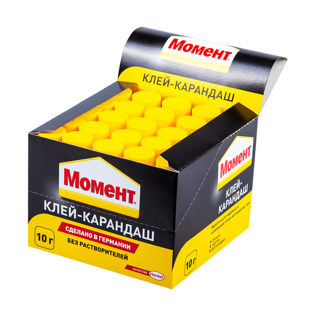 Клей-карандаш момент канцелярский 10 г в шоу-боксе (1/25/300) хенкель