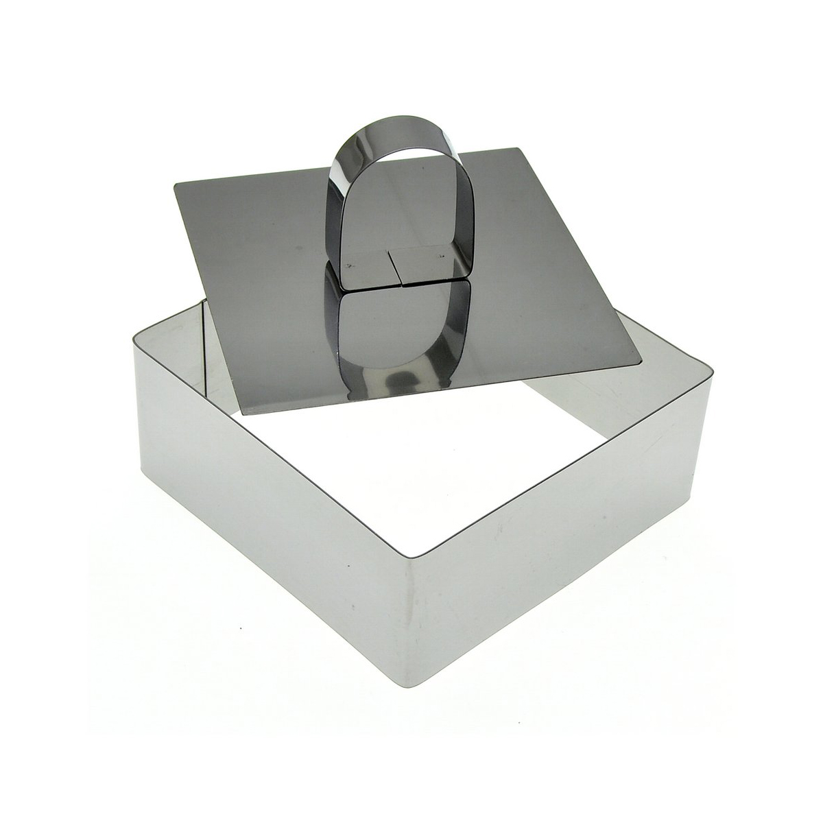 Форма кулинарная "квадрат" нержав. 10*10*4 см с крышкой-прессом (1/12/144) "мультидом" an8-5