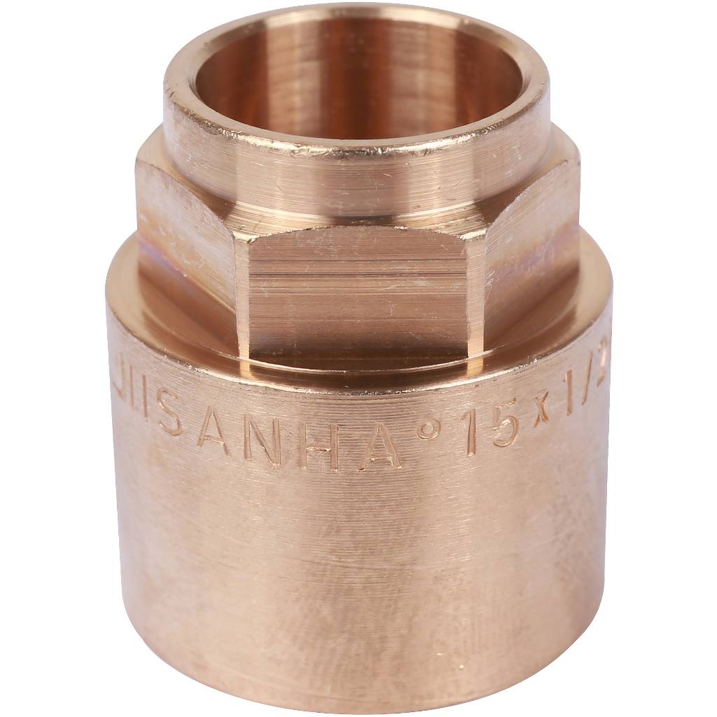 Муфта 15х1/2" переходная (ВР) под пайку с внутренней резьбой SANHA бронзовая 142701512