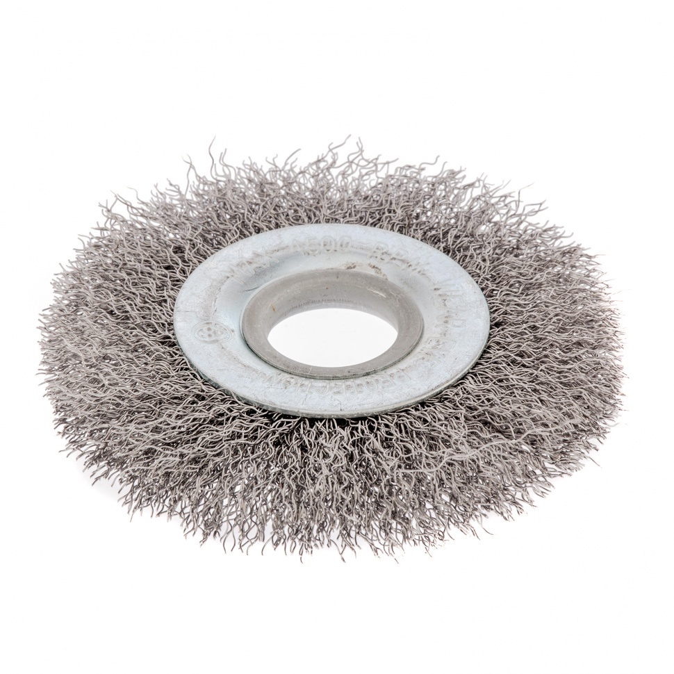 Щетка для УШМ, 100 мм, посадка 22.2 мм, плоская, витая проволока 0.3 мм Сибртех (746487)