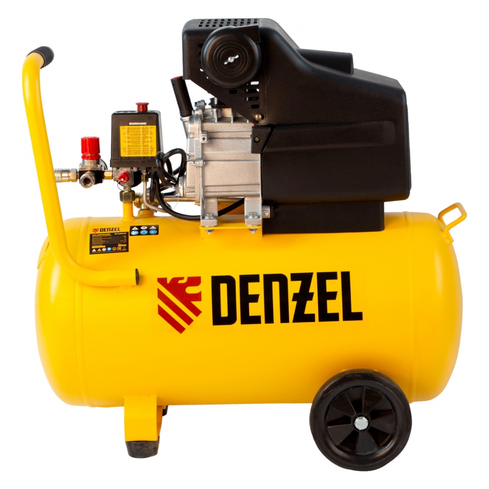 Компрессор воздушный, прямой привод DC1500/50, 1.5 кВт, 50 литров, 220 л/мин Denzel (58161)