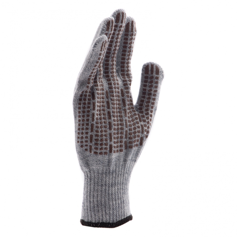Перчатки трикотажные, акрил, ПВХ гель, "Протектор", серое мулине, оверлок Сибртех (68664)