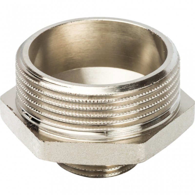 Ниппель переходной резьбовой НР 1"1/2 x 3/4" никель STOUT