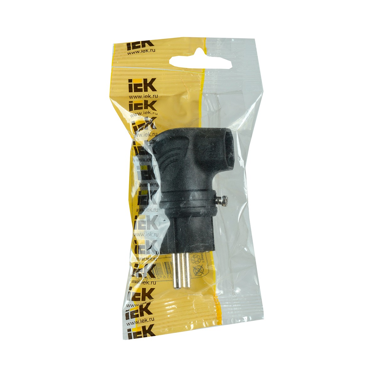 Вилка угловая с заземл. "омега" вбу3-1-0м, ip44, черный (1/30/180) "iek"