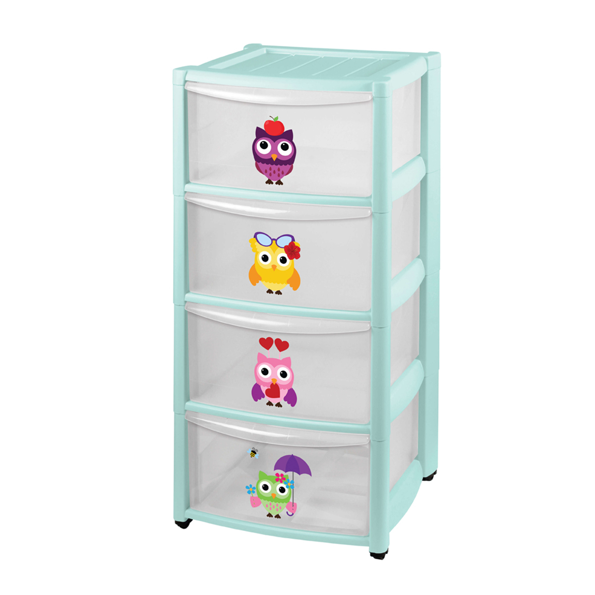 Комод детский на колесах 4 ящика (зеленый) (1) "бытпласт"