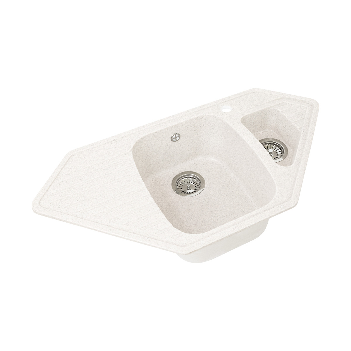 Мойка для кухни врезная искуств. камень gs-10k-331 угловая двойная 965*495 мм белая "granstones"