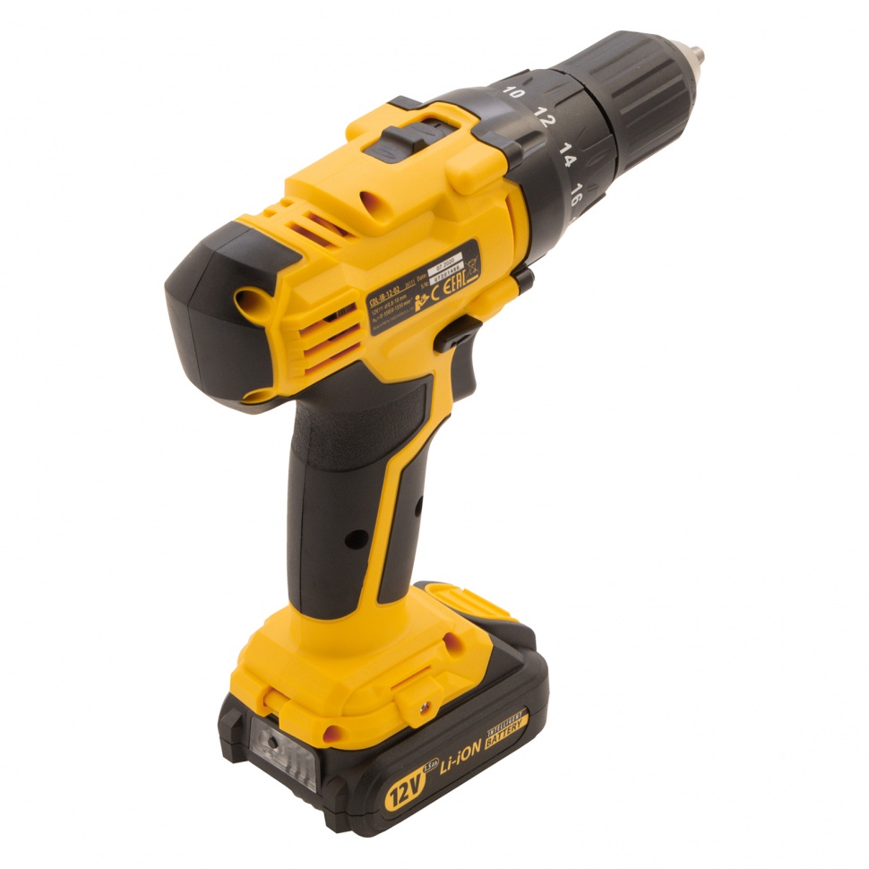 Дрель-шуруповерт аккумуляторная CDL-IB-12-02, Li-Ion, 12 В, 1.5 А*ч, 2 аккумулятора Denzel (26111)