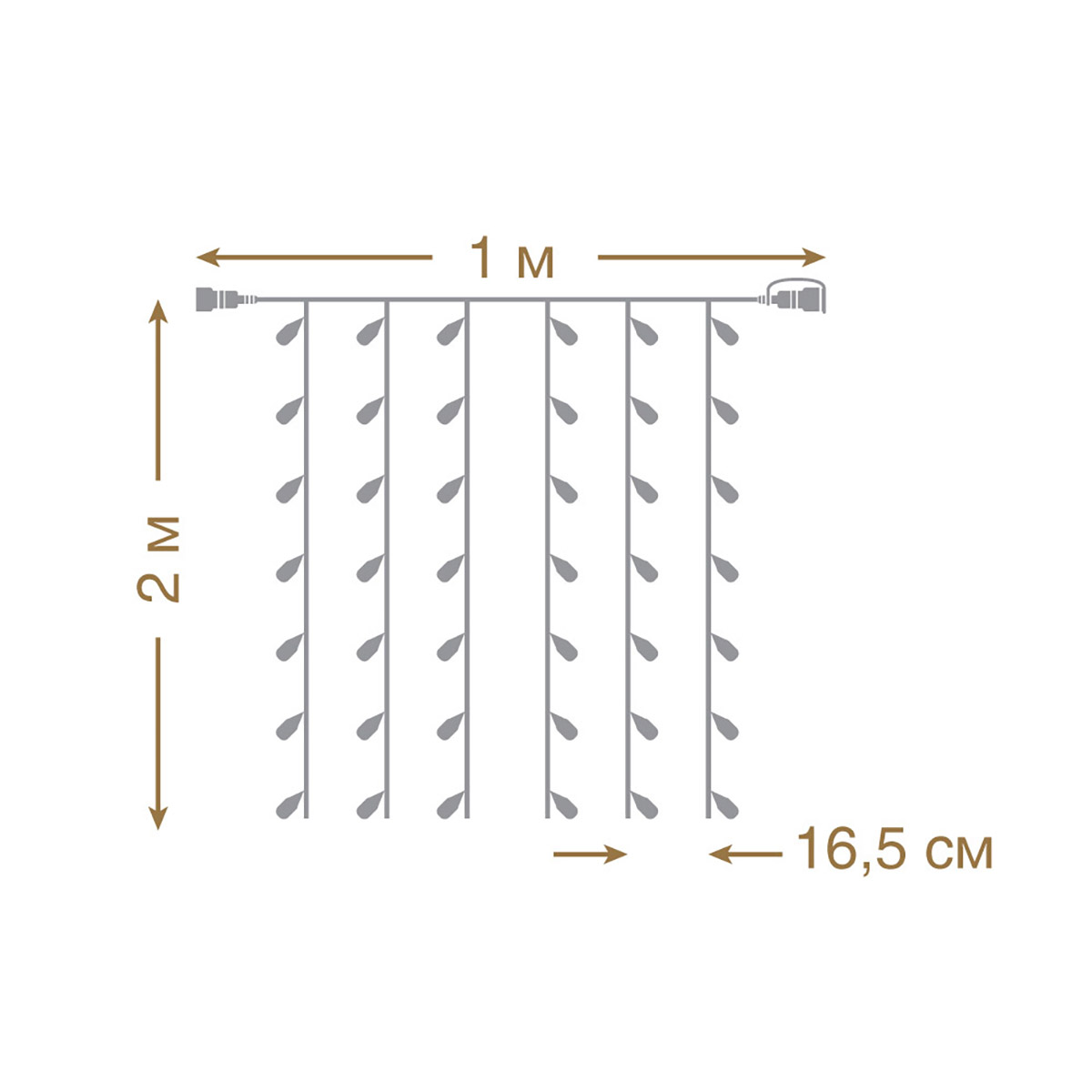 Электрогирлянда-конструктор "занавес" 1*2 м, 96 разноцв. ламп, 6 нитей  (1/4) "vegas"