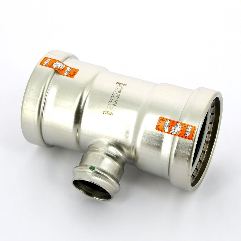 Тройник пресс 76x54x76 нержавеющая сталь Sanpress Inox VIEGA