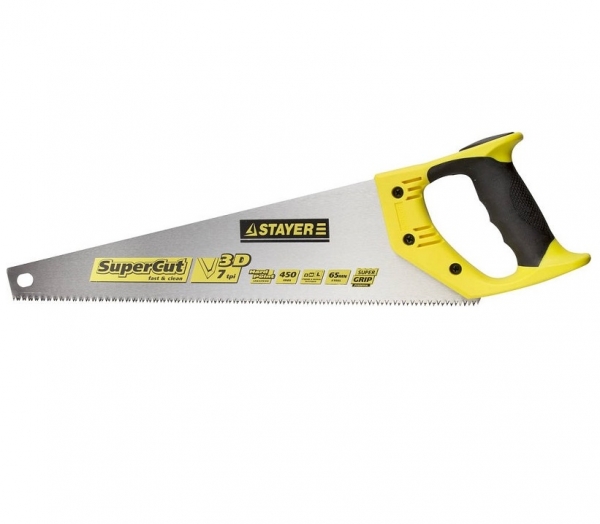 Ножовка по дереву Stayer SuperCut 450 мм, 7 TPI, универсальный зуб 1512-45