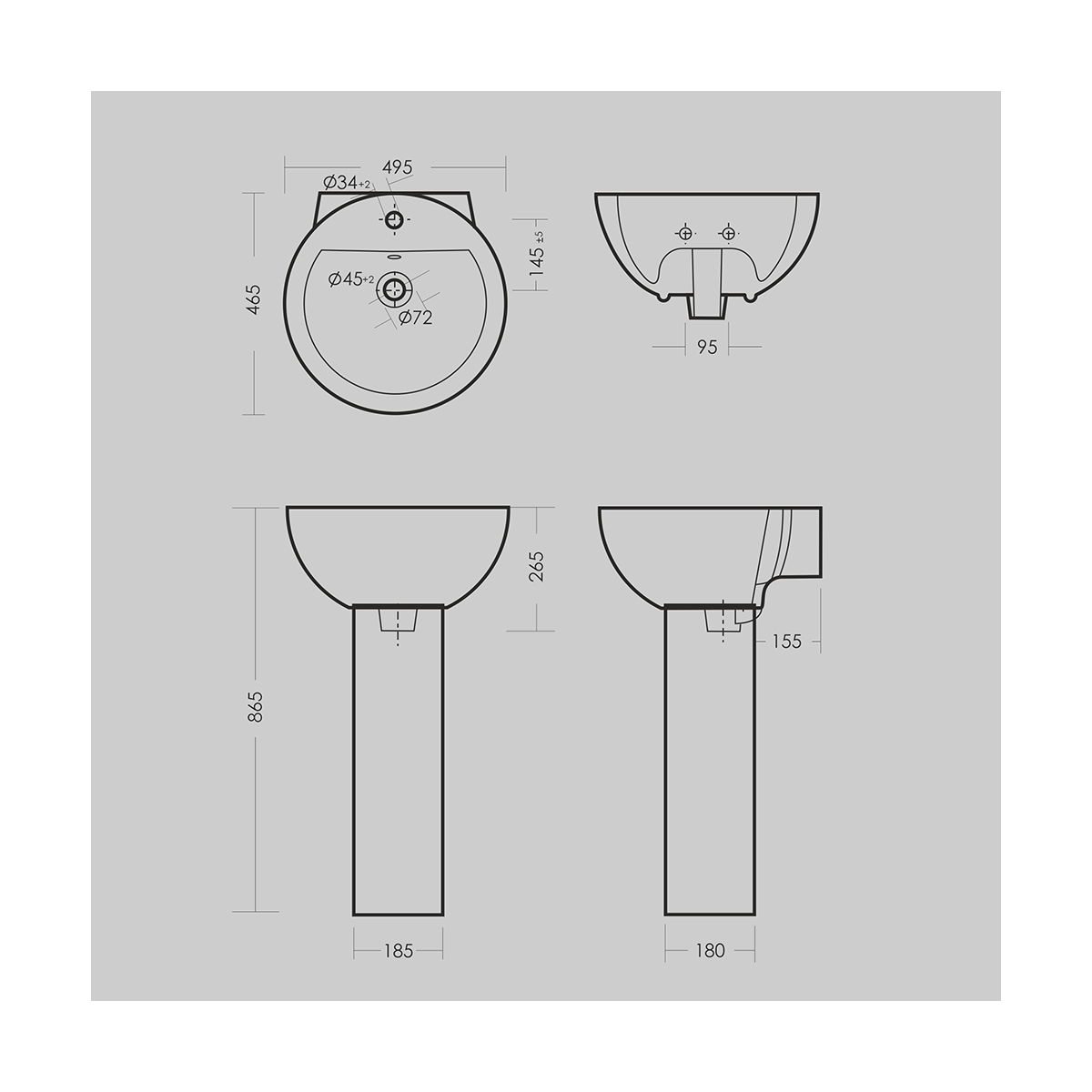 Раковина "art" белая "sanita luxe"  wb.pd/art/50-c/wht.g/s1