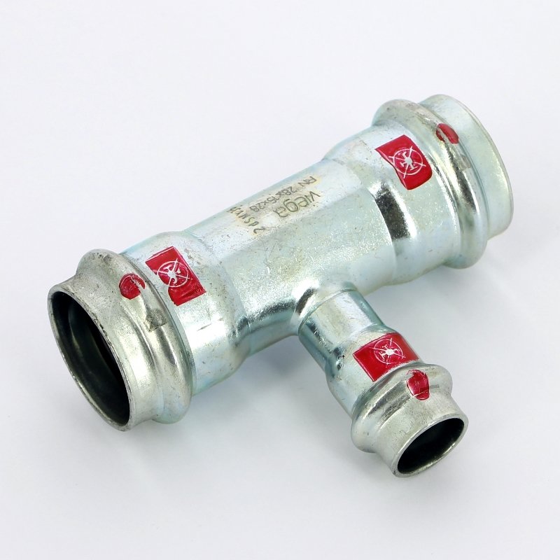 Тройник пресс 28x15x28 оцинкованная сталь Prestabo VIEGA