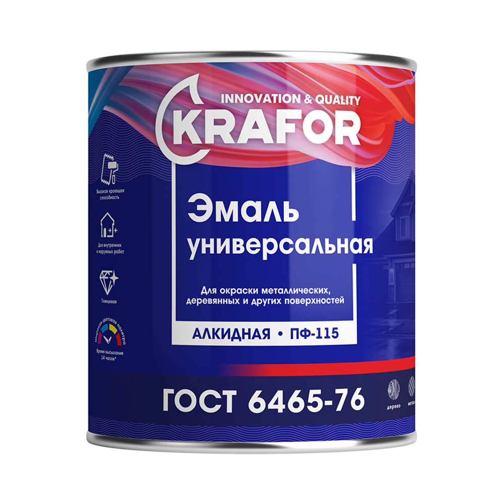 Эмаль пф-115 красная  0,8 кг (14) "krafor"