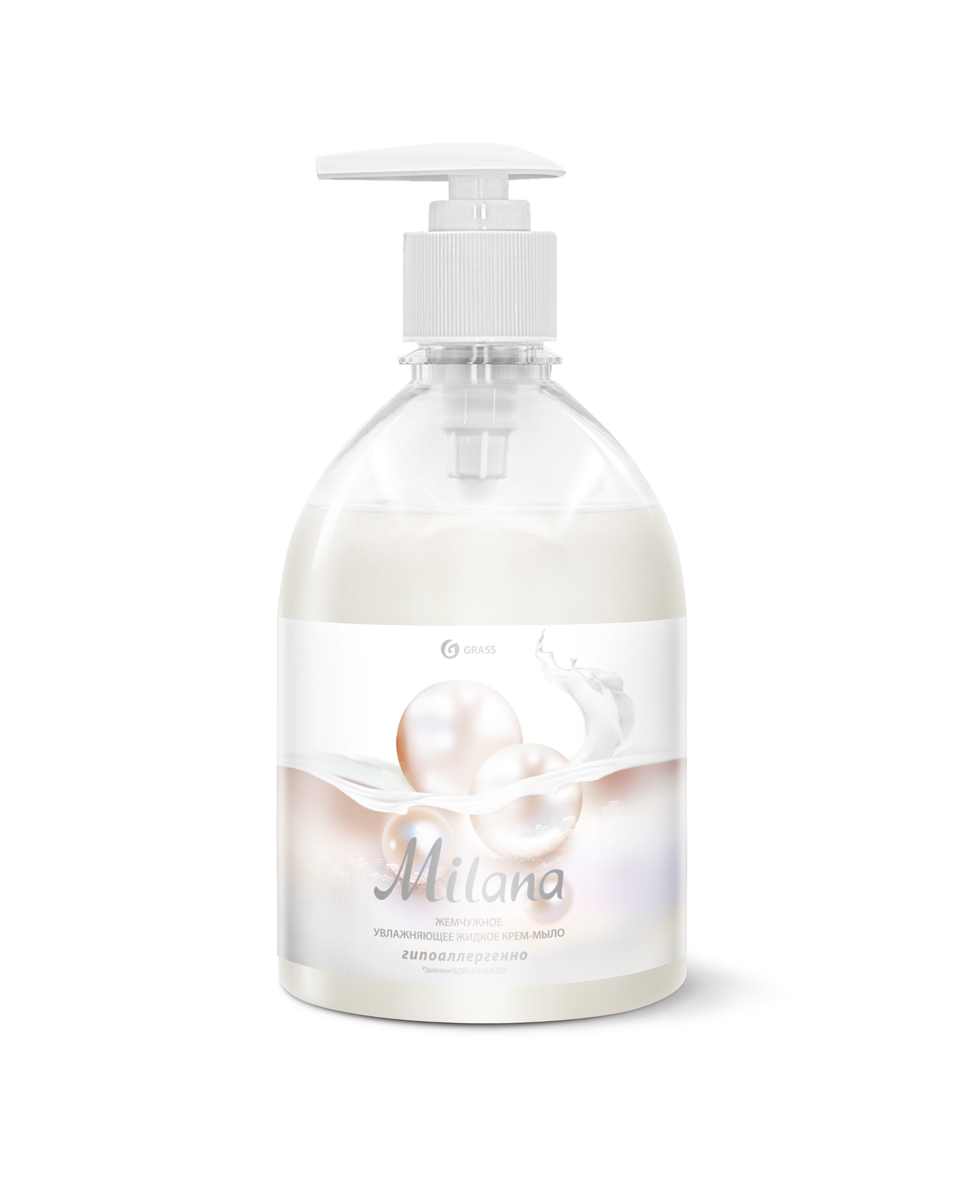 Жидкое крем-мыло "milana" (жемчужное) 0,5 л с дозатором (1/15) "grass"