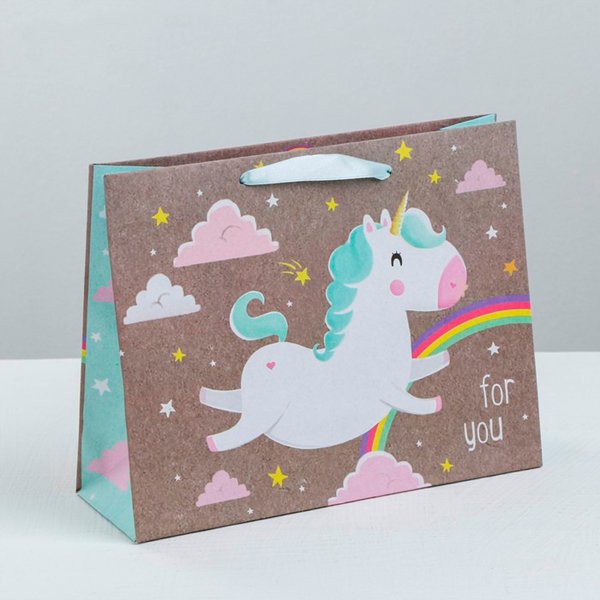 Пакет подарочный крафтовый "в сказочной стране" 23*18*8 см (1/6/360) "дарите счастье" 3681066