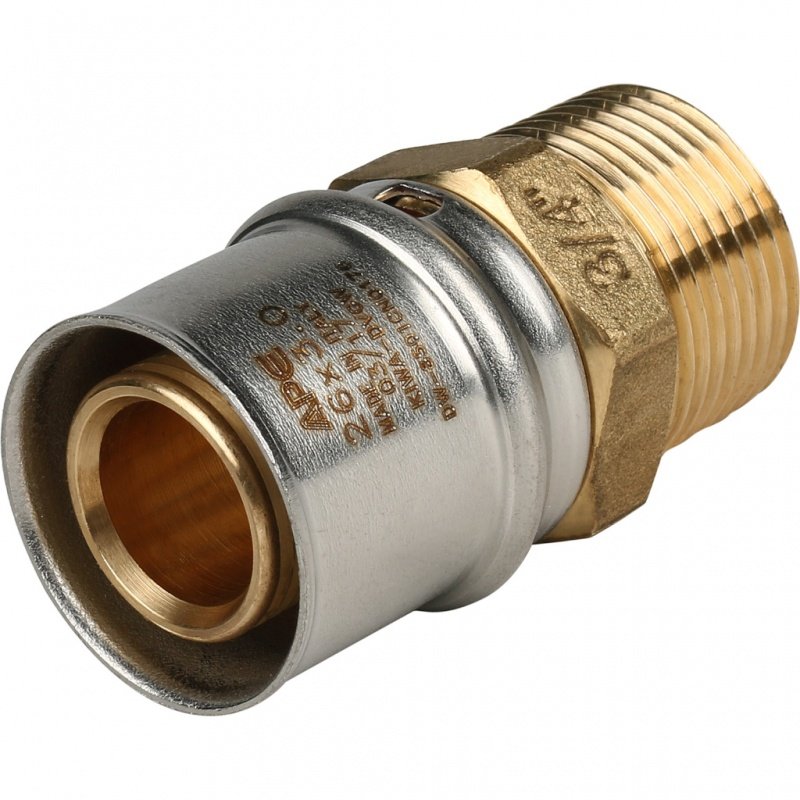 Муфта переходная под пресс 26 x 3/4" (НР) STOUT для МП труб