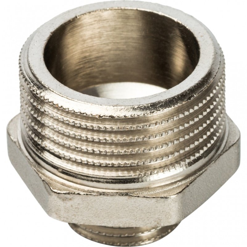 Ниппель переходной резьбовой НР 1" x 1/2" никель STOUT