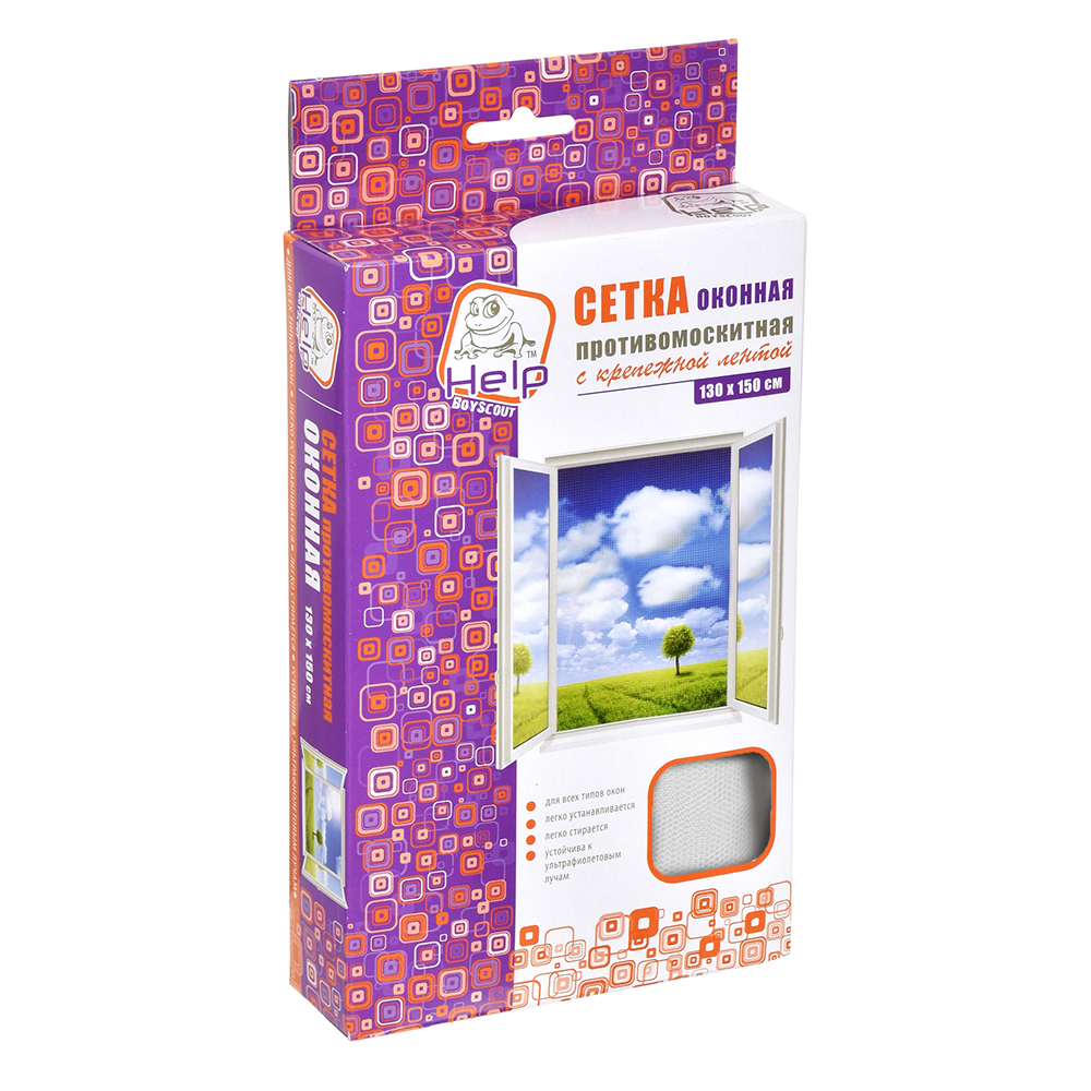 Сетка москитная 1,3*1,5 м + крепежная лента (1/20) "help" 80002