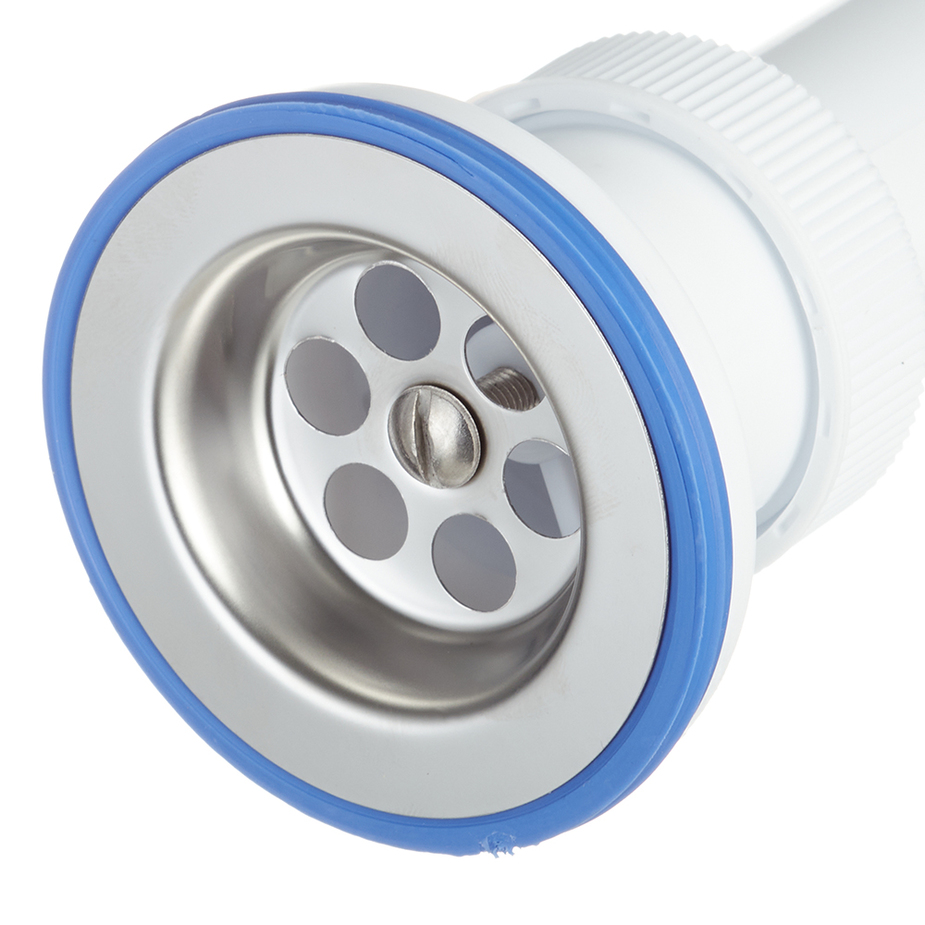 Сифон Мини Элит 1 1/2 х 40 мм с литым выпуском, нержавеющая чашка D63 мм, гофротруба L800 мм WIRQUIN