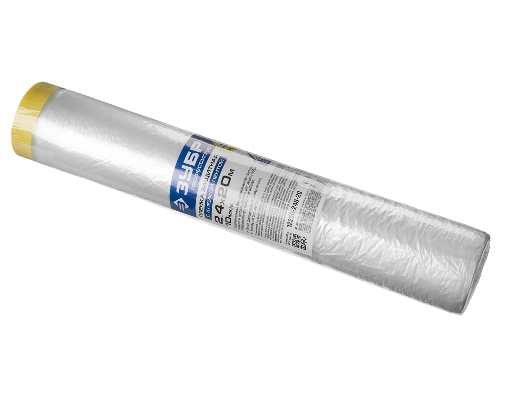 Пленка защитная ЗУБР 10мкм с малярной лентой 2,4х20 м