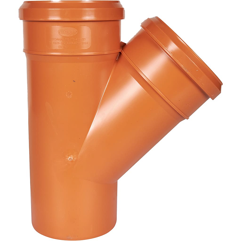 Тройник 45° одноплоскостной 110 х 110 мм для нар.канализации SINIKON УНИВЕРСАЛ