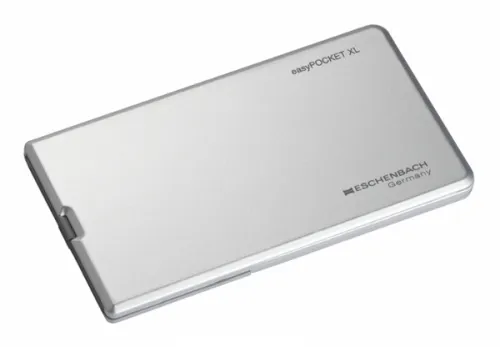 Лупа выдвижная асферическая Eschenbach EasyPocket XL 2,5x, 78x50 мм, с подсветкой, серебристая