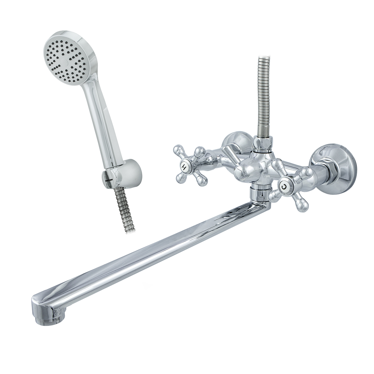 Смеситель для ванн "стандарт" цс-см 600/5-4 к м_крест двухвентильный, длинный поворотн. излив (1/10)