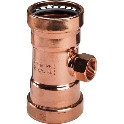 Тройник пресс медь Profipress XL 64 x 1" x 64 c SC-Contur стопорн. кольцо VIEGA