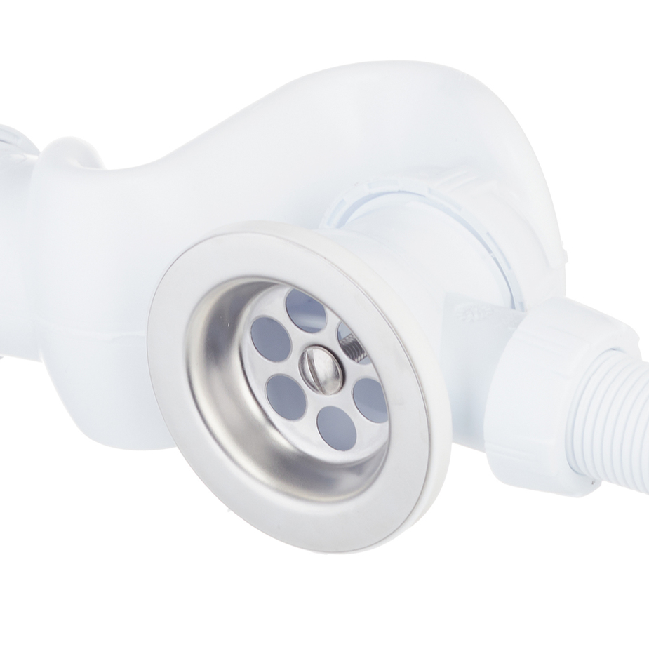 Слив-перелив с сифоном S-образный 1 1/2 х 40 мм с гофротрубой 40 x 40/50 мм WIRQUIN