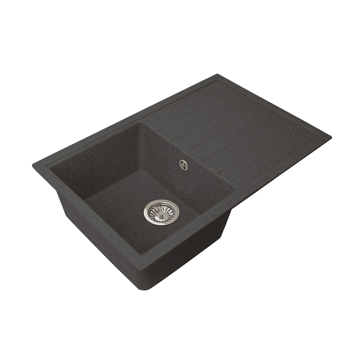 Мойка для кухни врезная искуств. камень gs-76-308 с крылом 760*500 мм черная "granstones"