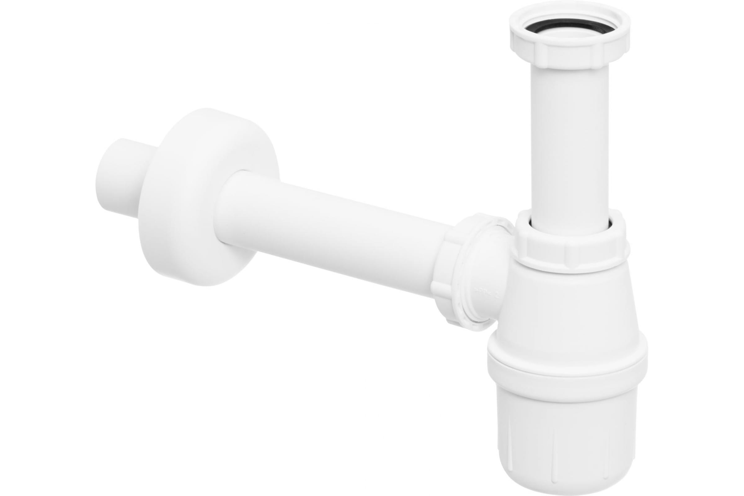 Сифон бутылочный 1"1/4 х 32 с горизонтальным отводом, пробкой и прокладкой, пластик VIEGA