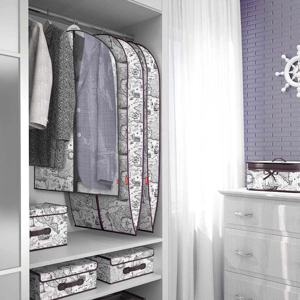 Чехол для одежды "expedition" 60*100 см с прозрачной вставкой (1/36) "valiant" ex-cw-100