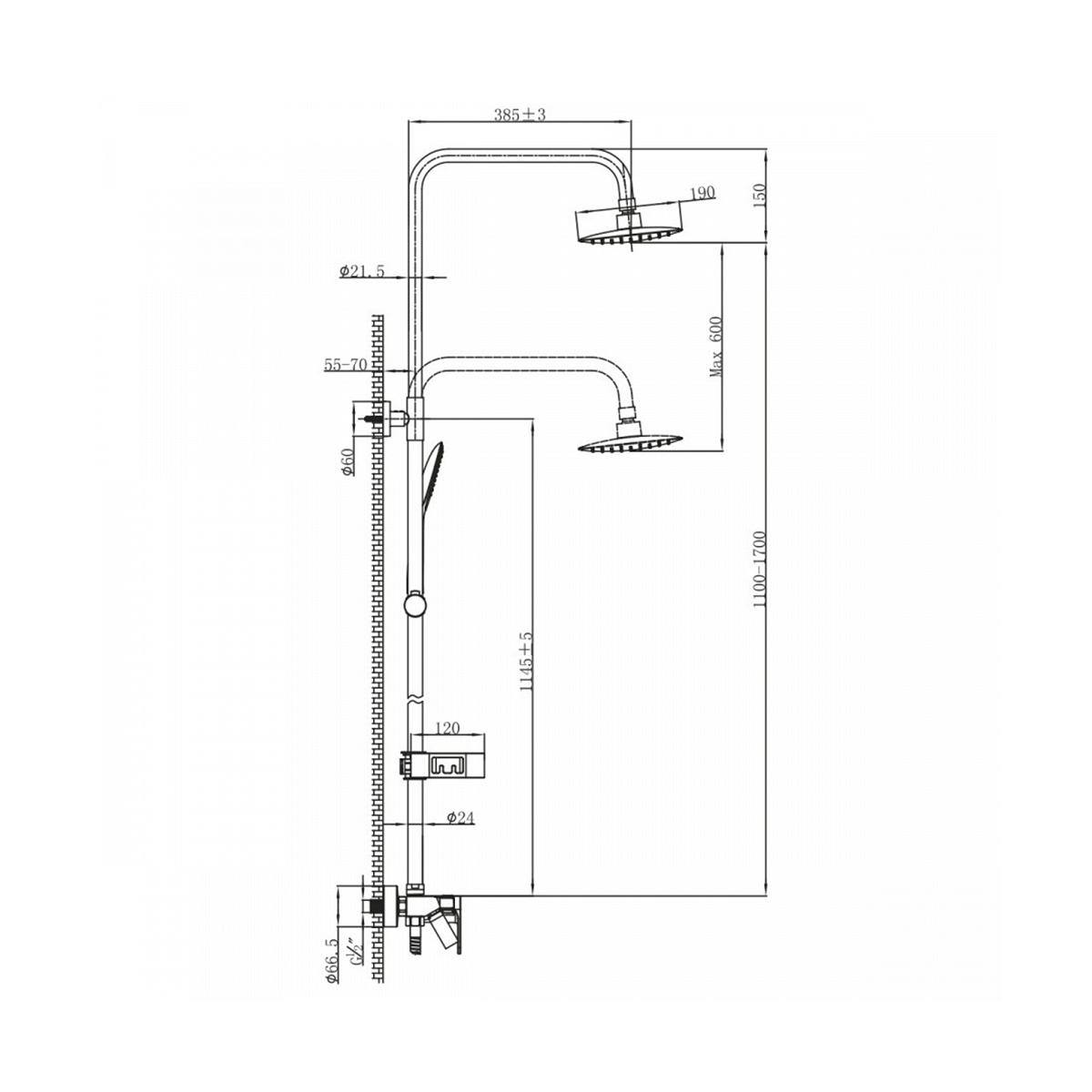 Душевая система "tropic" lm7002bl  верх. душ "тропич. дождь" (черный) (1/3) "lemark"