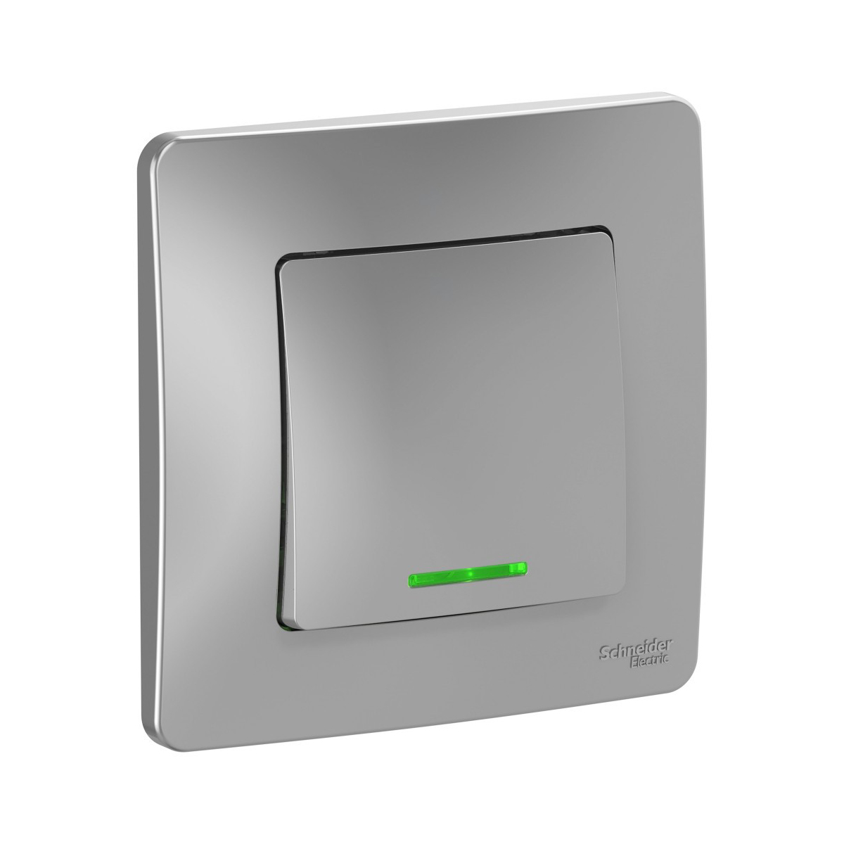 Переключатель "blanca" 1 кл. с индикатором 10а, алюминий (1/10/20) "schneider"