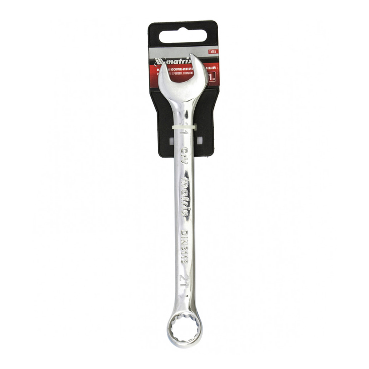 Ключ комбинированный 21 мм полиров. хром (1/80) "matrix"