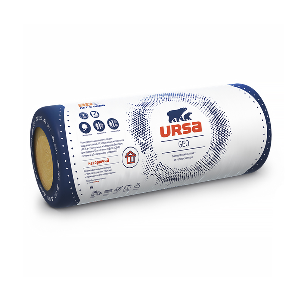 Изоляция минер. geo м-11  10000*1200*50 мм х 2 листа  (рулон 24 м2/ 1,2 м3) (4/24) "ursa"