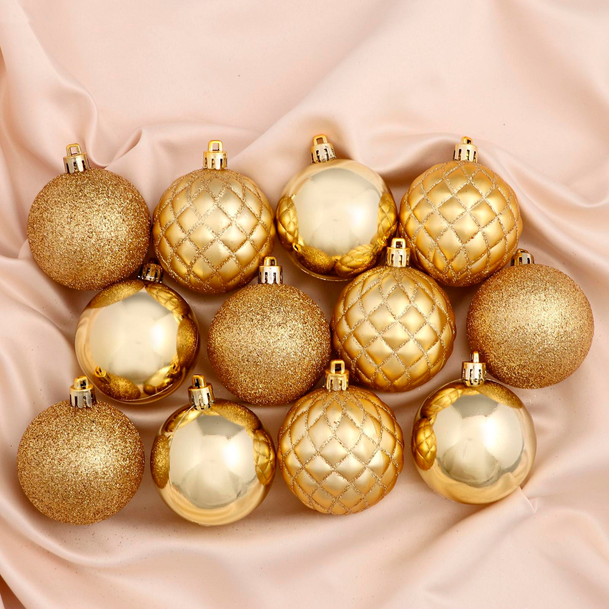 Шары новогодние d-6 см (набор 12 шт.) "ларго" золотой  "зимнее волшебство"  4941735