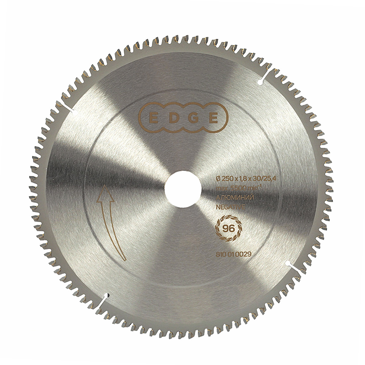 Диск пильный по алюминию 250 х 30/25,4, 96 зубьев, отриц. наклон (1/25) "edge by patriot" 810010029