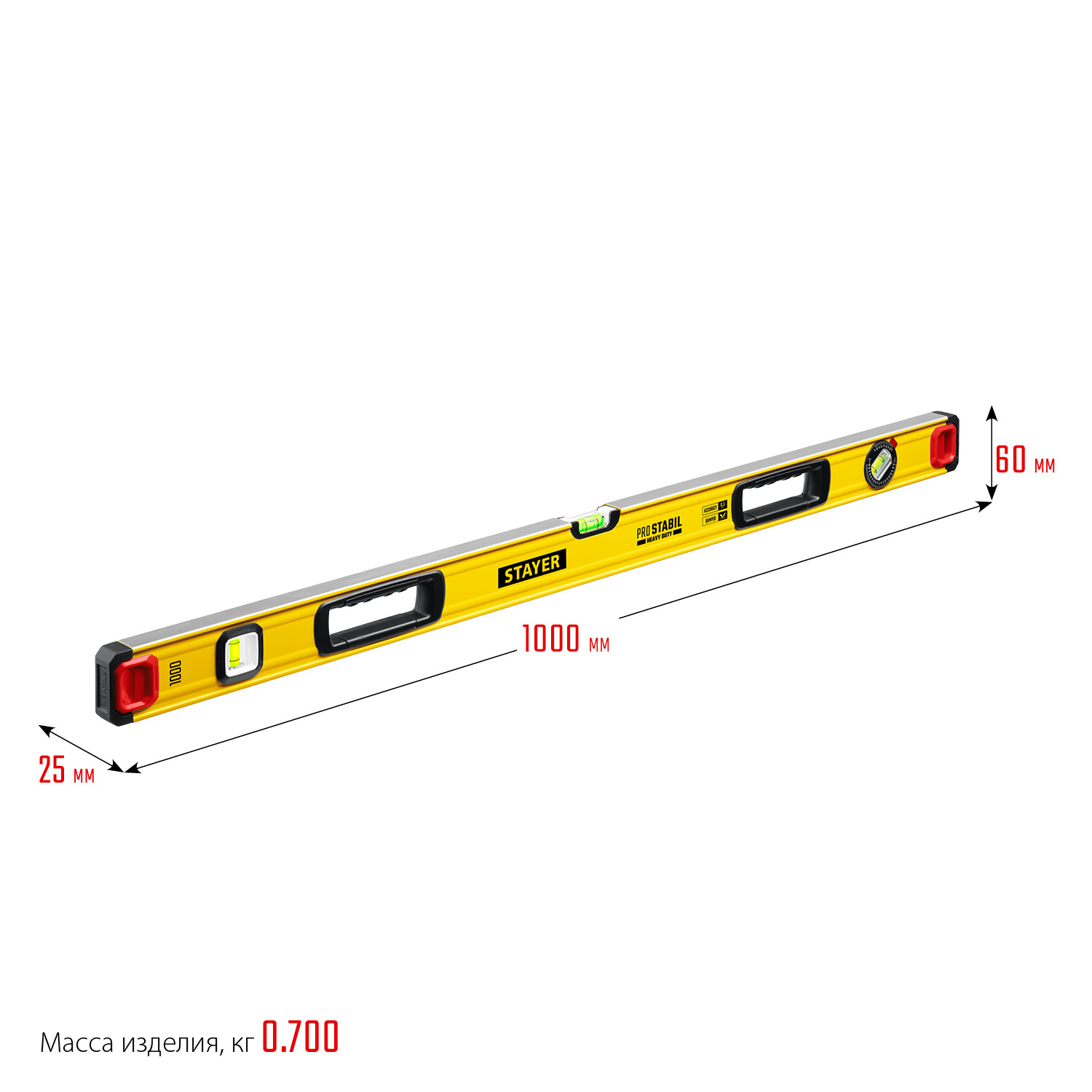 STAYER PRO STABIL, 1000 мм, усиленный профиль, уровень с поворотным глазком, Professional (3471-100)