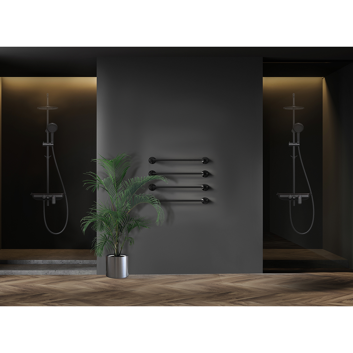 Душевая система "tropic" lm7012bl  верх. душ "тропич. дождь", поворотн. излив (черн.) (1/3) "lemark"