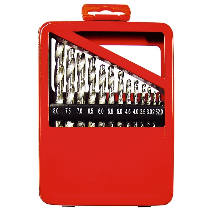 Набор сверл по металлу, 1-10 мм (через 0.5 мм), HSS, 19 шт, металлическая коробка, цилиндрический хвостовик Matrix (72388)