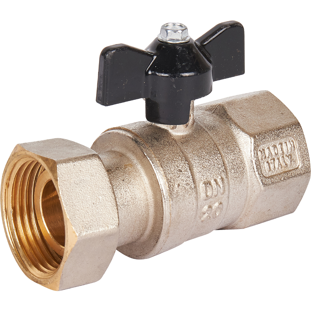 Кран шаровый STOUT ВВ 1" с накидной гайкой бабочка
