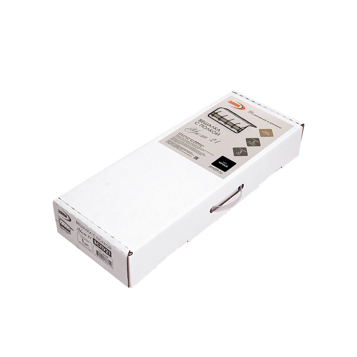 Вешалка настенная с полкой "уют 21" (5 крючков) 600*220*265 мм белый (1) вспу21 б