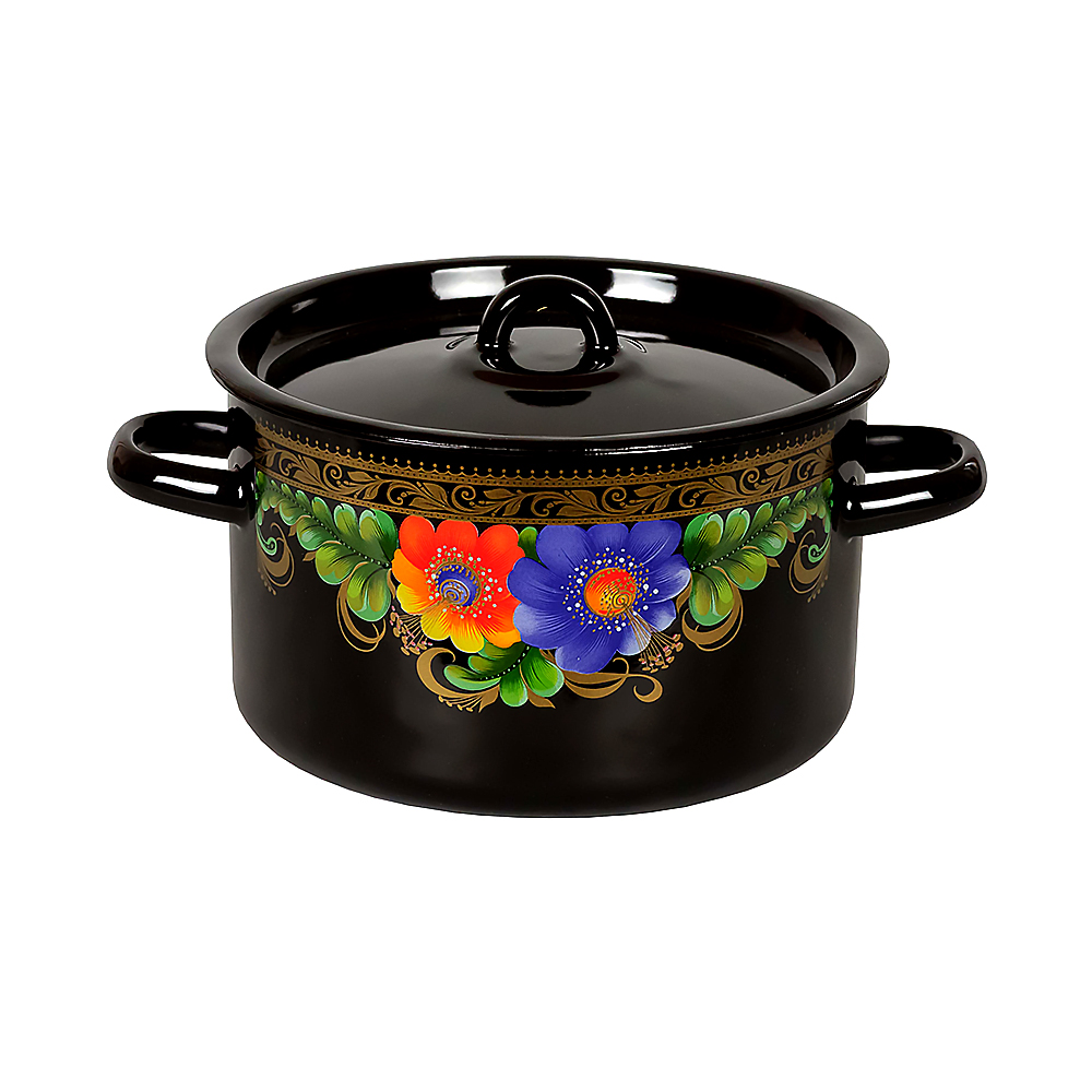 Кастрюля эмалиров. с крышкой декор. 2,9 л (1/6) "стальэмаль"  1с16с/1