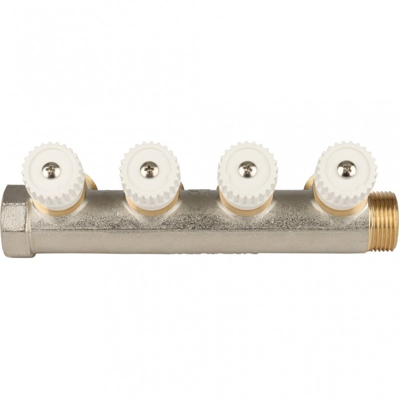 Коллектор 3/4" STOUT с вентилями на 4 выхода 3/4"ЕК