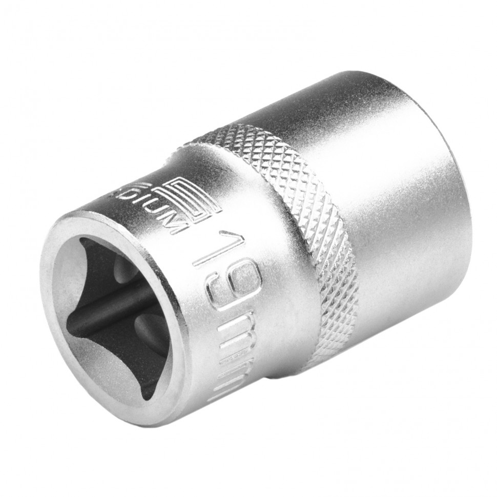 Головка торцевая, 19 мм, двенадцатигранная, CrV, под квадрат 1/2, хромированная Stels (13665)