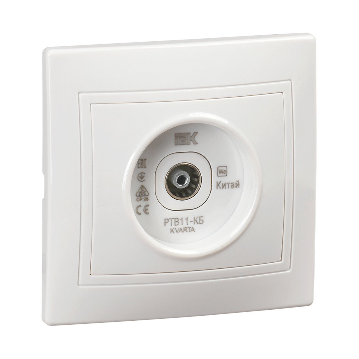 Розетка телевизионная "kvarta" проходная ртв11-кб, белый (1/10/200) "iek"