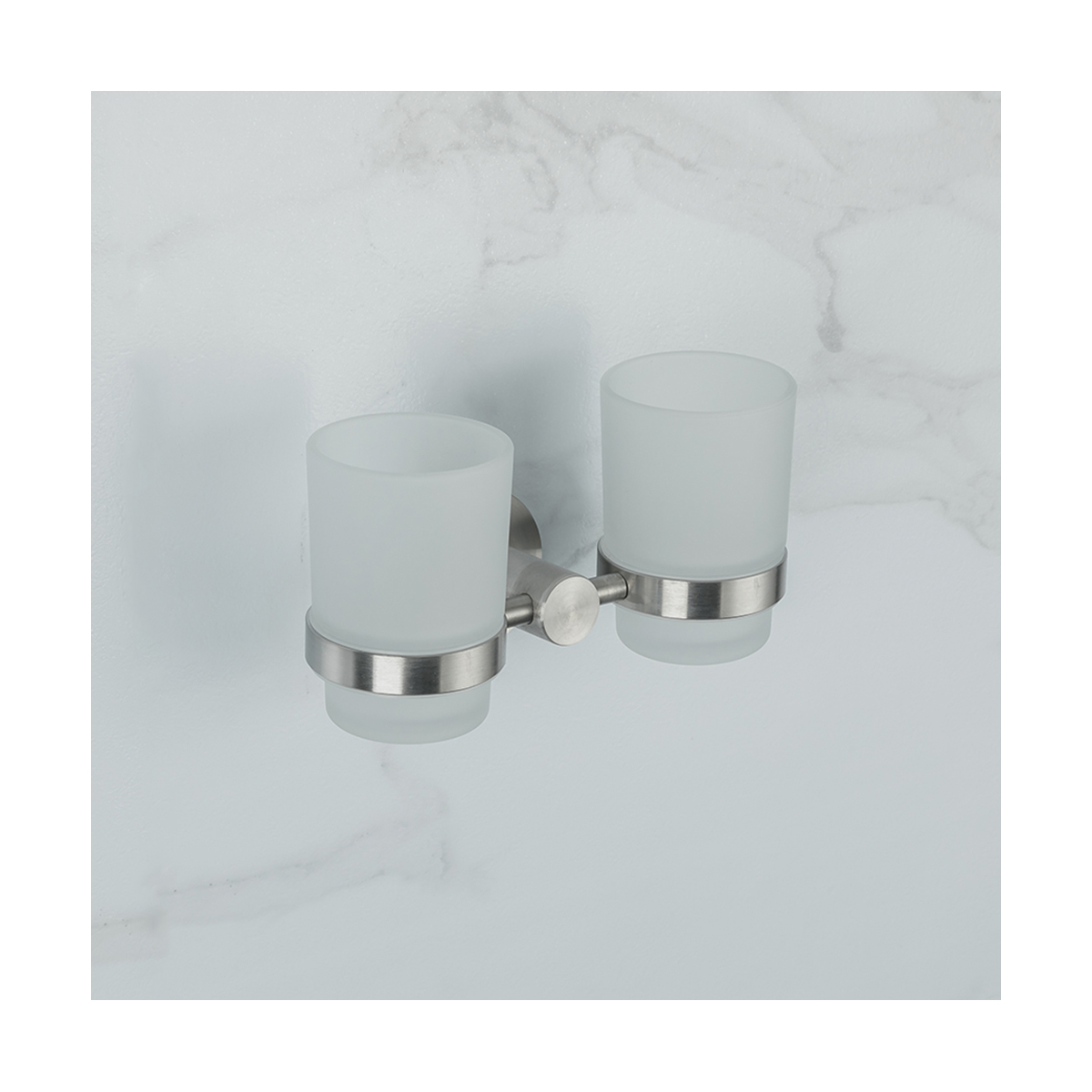 Стаканы для ванной комнаты 2 шт. с держателем f30108 (нерж.сталь), сатин (1/20) "frap"