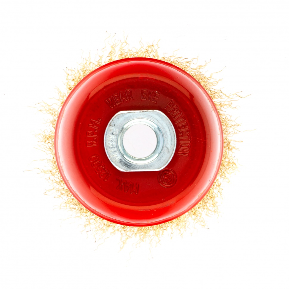 Щетка для УШМ, 75 мм, М14, "чашка", латунированная витая проволока Matrix (74604)